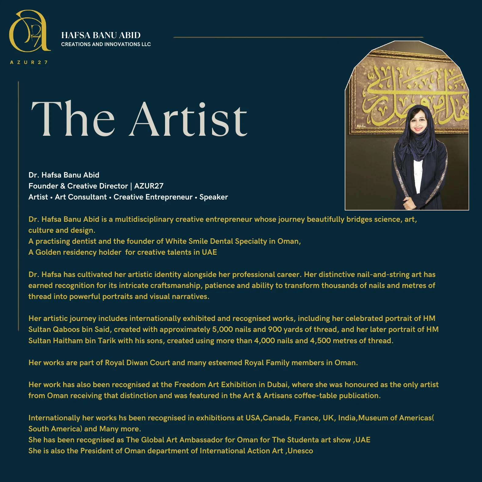 The Artist — Dr. Hafsa Banu Abid
